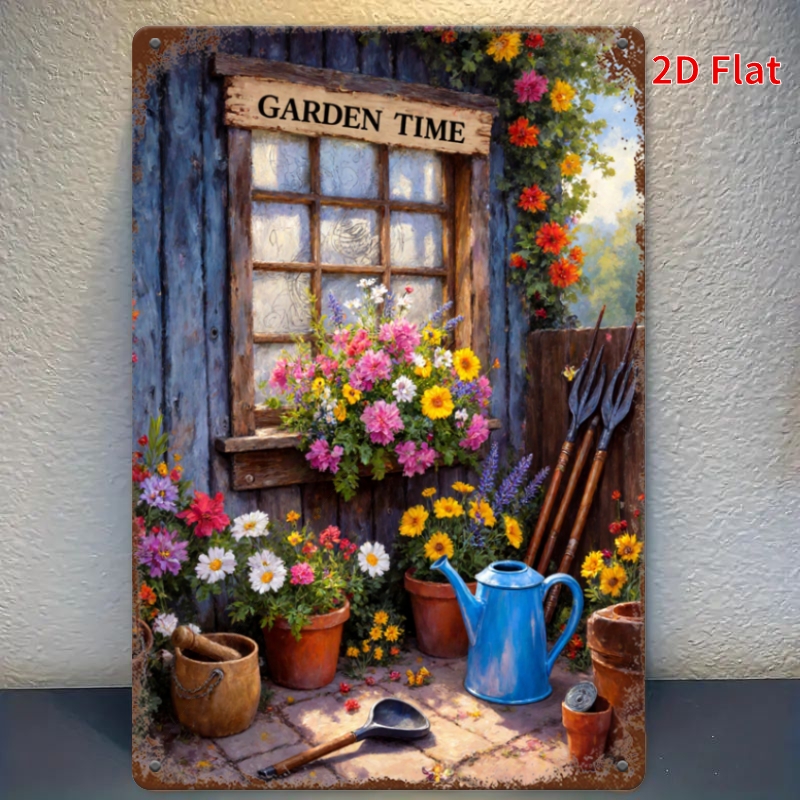 Gardening Tools Vintage - Placa de Metal Vintage Garden Time