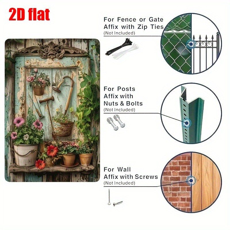 Placa de Metal Vintage Floral  - Gardening Tools Vintage avaliação e preço